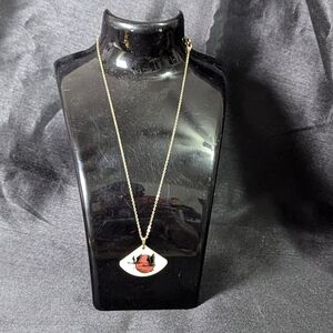 3 for $30 Vintage enamel crane necklace, marked Carrib on back.
